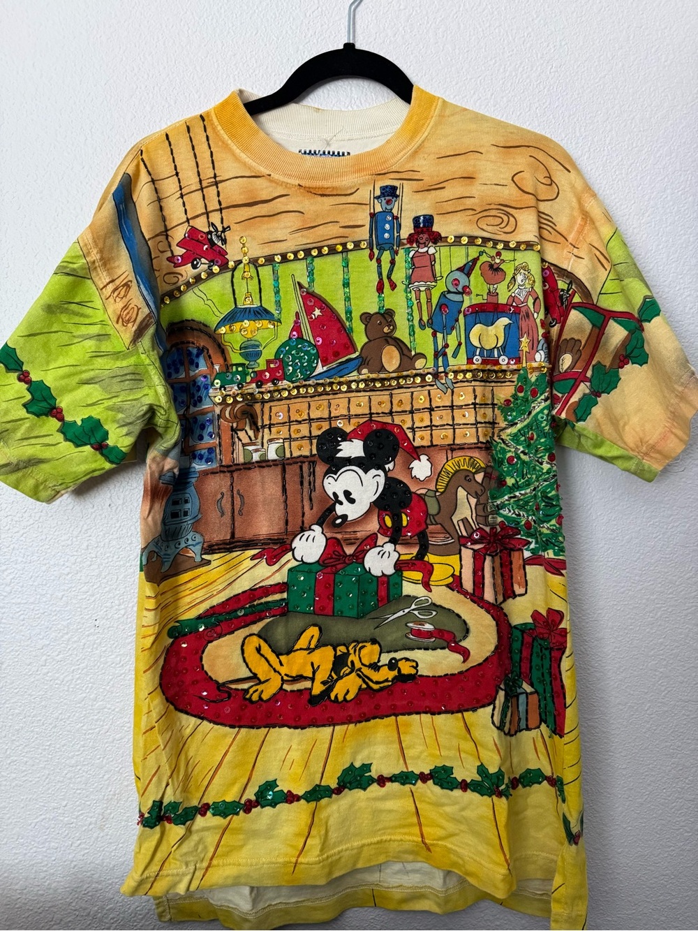 Jou Jou Yellow & Green Mickey Holiday Graphic Tee